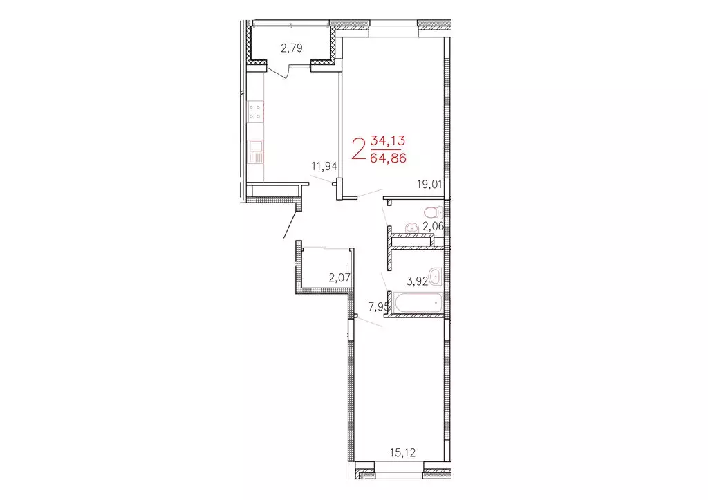 2-комнатная квартира: Тверь, Планерная улица, 8 (64.9 м) - Фото 1