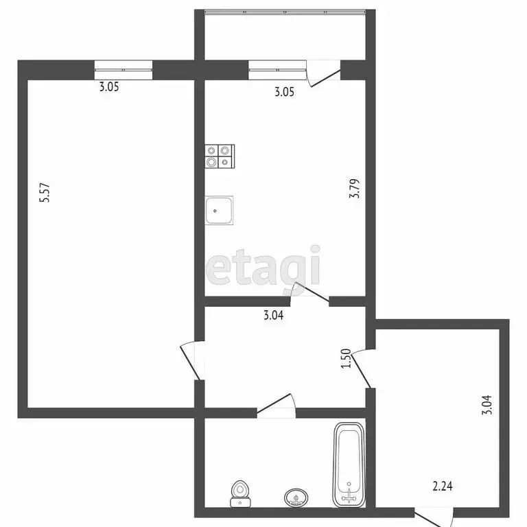 1-комнатная квартира: Тюмень, микрорайон Мыс, Судоремонтная улица, 24 ... - Фото 1