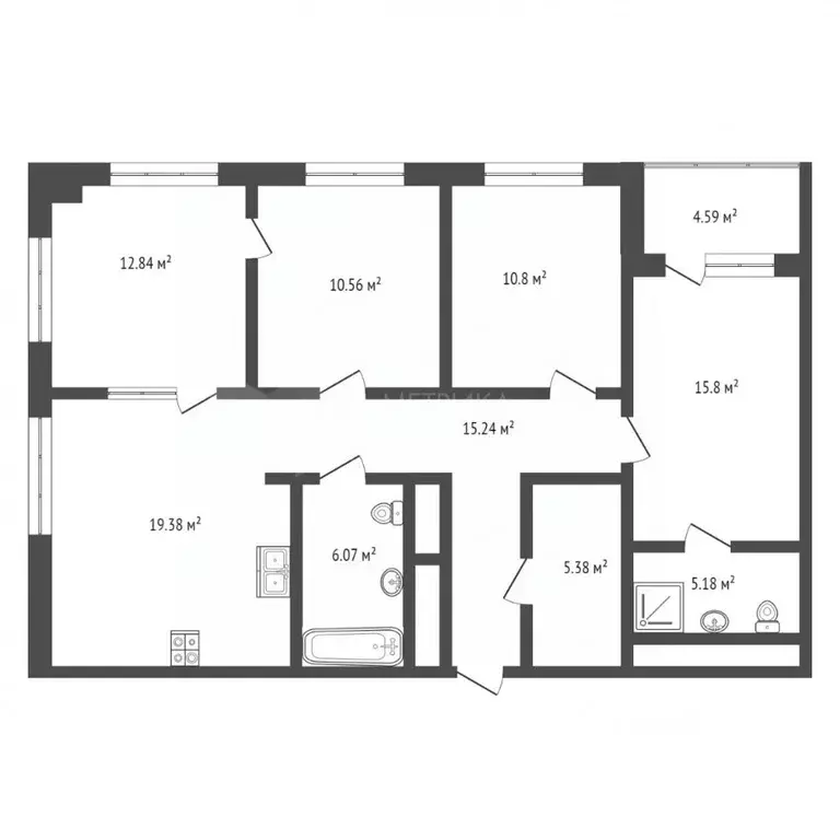 3-к кв. Тюменская область, Тюмень ул. Муравленко, 9к1 (106.0 м) - Фото 2