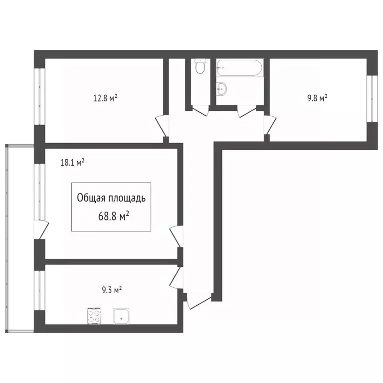 3-к кв. Томская область, Томск пос. Сосновый Бор, ул. Асиновская, 5/1 ... - Фото 2
