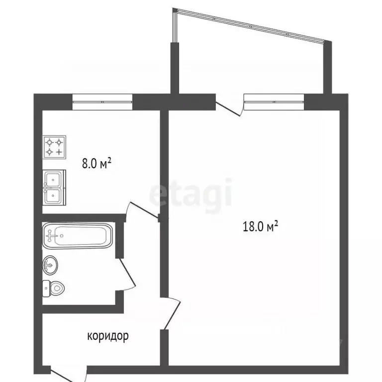1-к кв. Крым, Симферополь ул. Бородина (34.0 м) - Фото 1