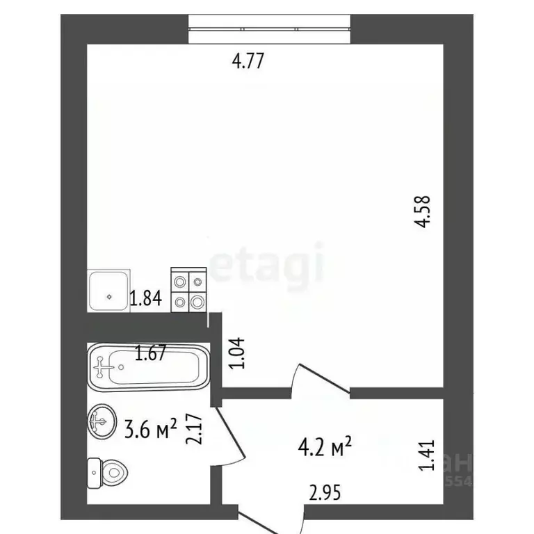 Студия Кемеровская область, Кемерово пер. 3-й Иланский, 7А (28.0 м) - Фото 2