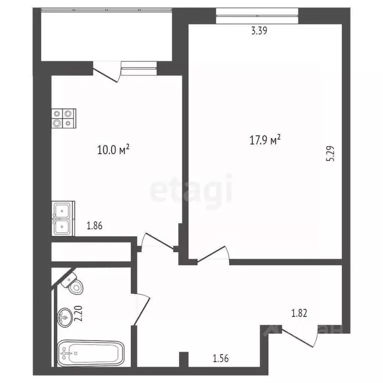 1-к кв. Московская область, Жуковский ул. Гарнаева, 14 (41.4 м) - Фото 1