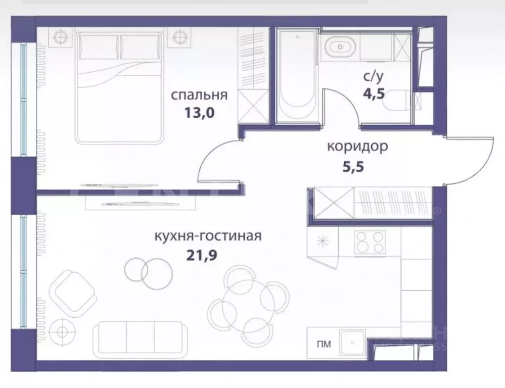 2-к кв. Москва ул. Василия Ланового, 7 (46.0 м) - Фото 2