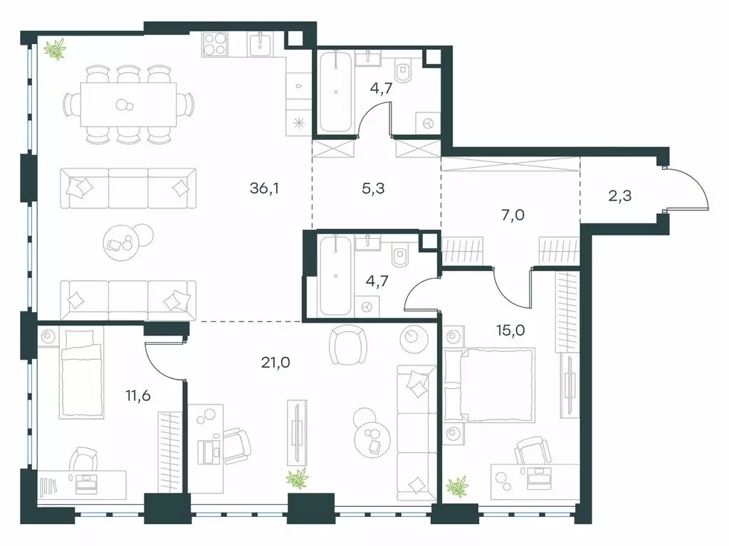 3-комнатная квартира: Москва, Южнопортовая улица, 28Ас17 (107.7 м) - Фото 1