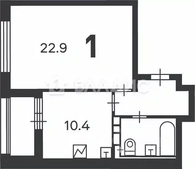 1-к кв. Москва Новочеремушкинская ул., 56/3 (42.9 м) - Фото 2
