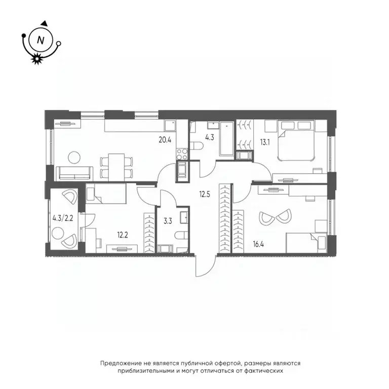 3-к кв. Омская область, Омск Зеленая река мкр, 14 (83.5 м) - Фото 0