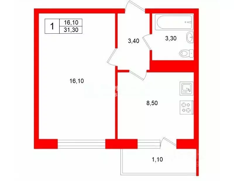 1-к кв. Ленинградская область, Ломоносовский район, Виллозское ... - Фото 2