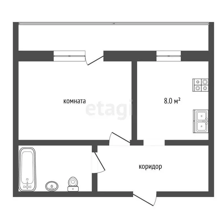 1-комнатная квартира: Котлас, улица Володарского, 102А (35.6 м) - Фото 1