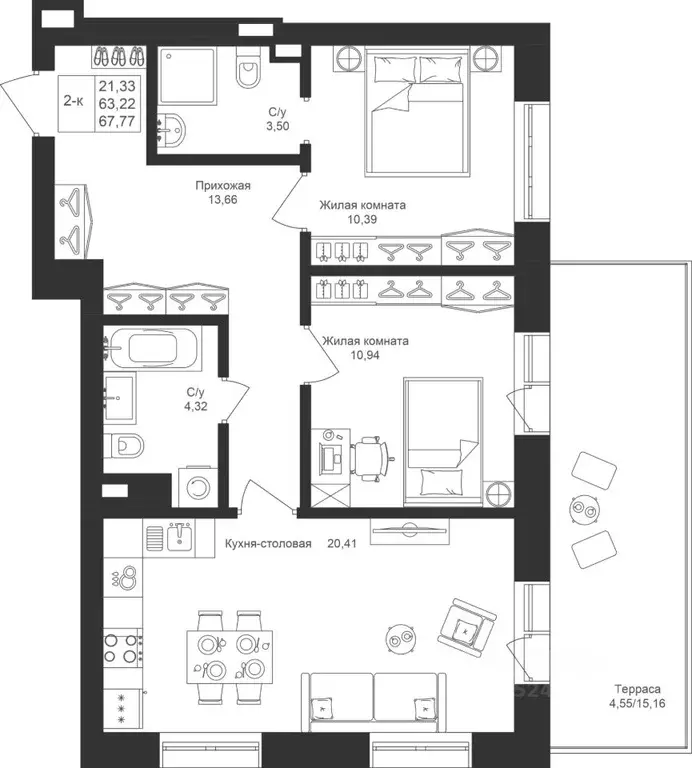 2-к кв. Татарстан, Лаишевский район, Столбищенское с/пос, с. Усады ул. ... - Фото 1