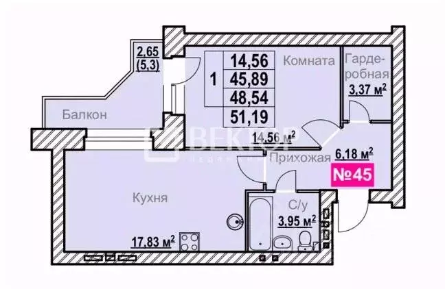 1-к кв. Ярославская область, Ярославль ул. Жукова, 17Б (48.54 м) - Фото 2