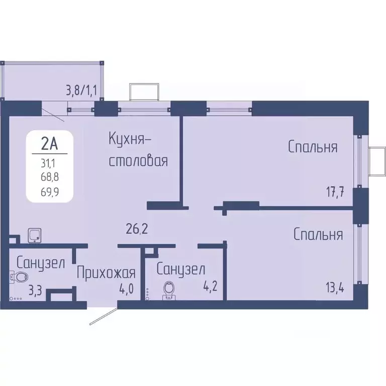 2-к кв. Красноярский край, Красноярск Свободный просп. (69.9 м) - Фото 0