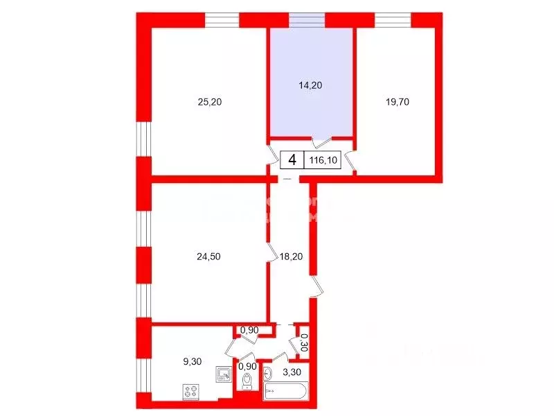 Комната Санкт-Петербург Кронштадтская ул., 20 (14.2 м) - Фото 2