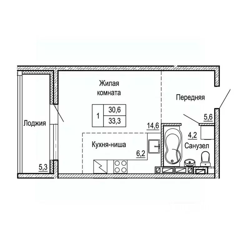 1-к кв. Приморский край, Владивосток На Черняховского жилой квартал,  ... - Фото 1