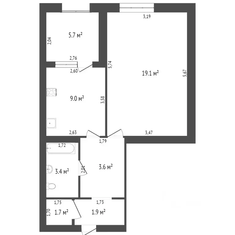 1-к кв. Севастополь просп. Октябрьской Революции, 22/8 (43.7 м) - Фото 1