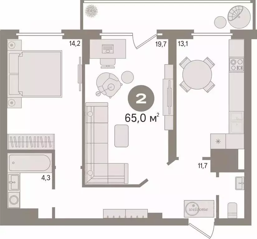 2-к кв. Свердловская область, Екатеринбург ул. Громова, 26 (65.0 м) - Фото 1