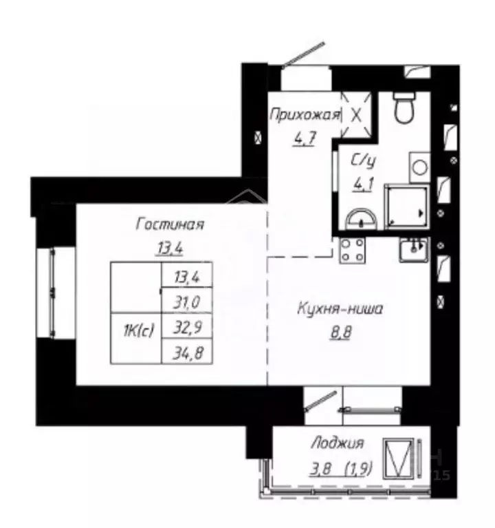 1-к кв. Алтайский край, Барнаул ул. Чернышевского, 189к1 (32.9 м) - Фото 1