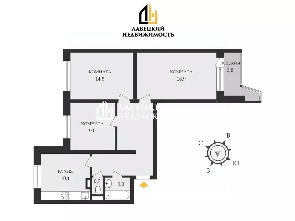 3-к кв. Москва Русаковская ул., 28 (74.2 м) - Фото 2