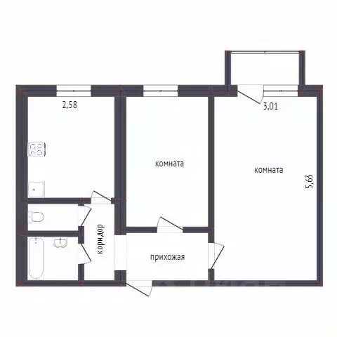 2-к кв. Бурятия, Улан-Удэ ул. Гастелло, 7 (60.0 м) - Фото 2