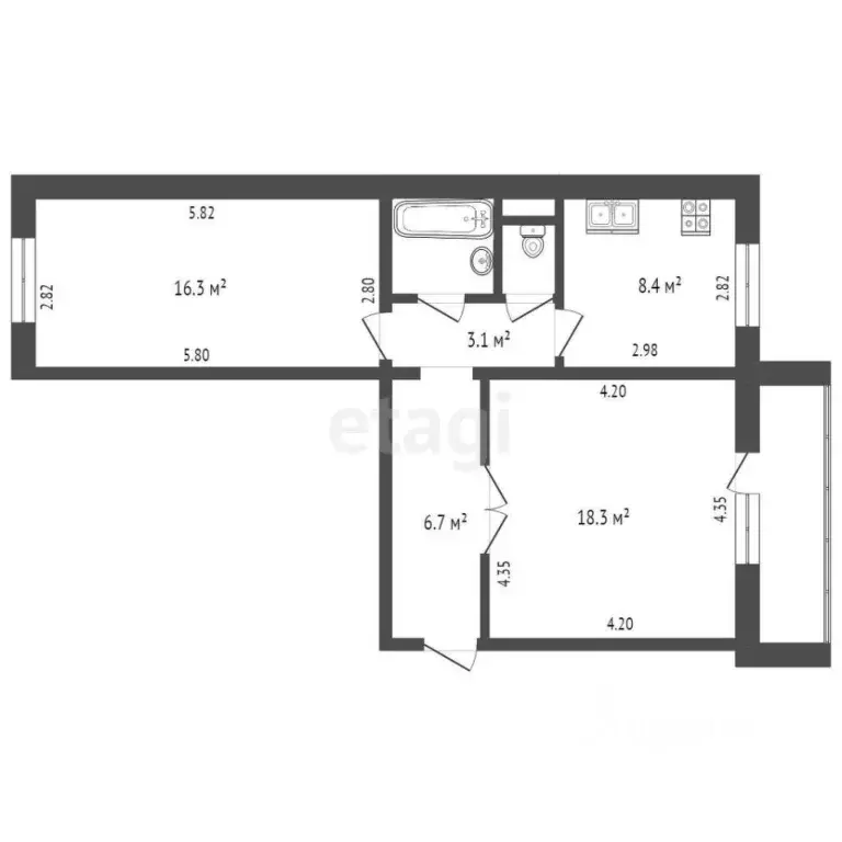 2-к кв. Челябинская область, Челябинск ул. Трашутина, 11 (56.5 м) - Фото 1