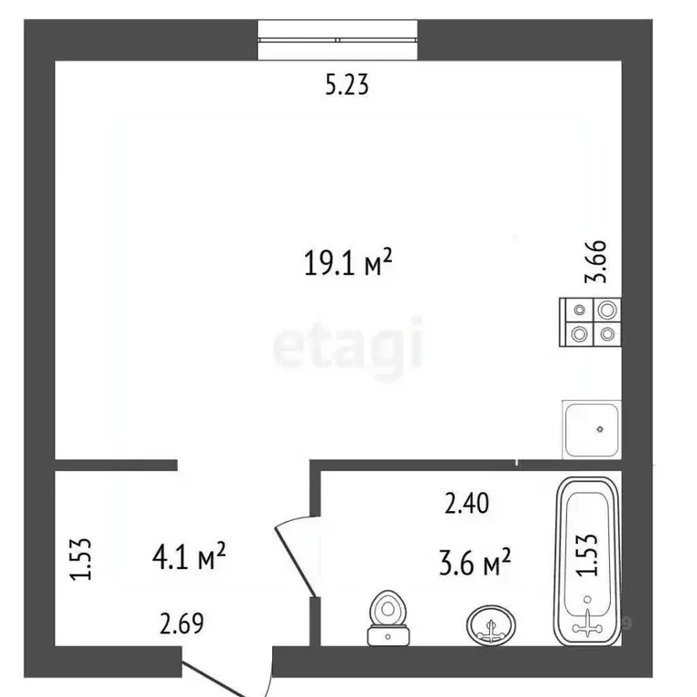 Студия Мордовия, Ковылкино ул. Крылова, 7А (27.0 м) - Фото 2