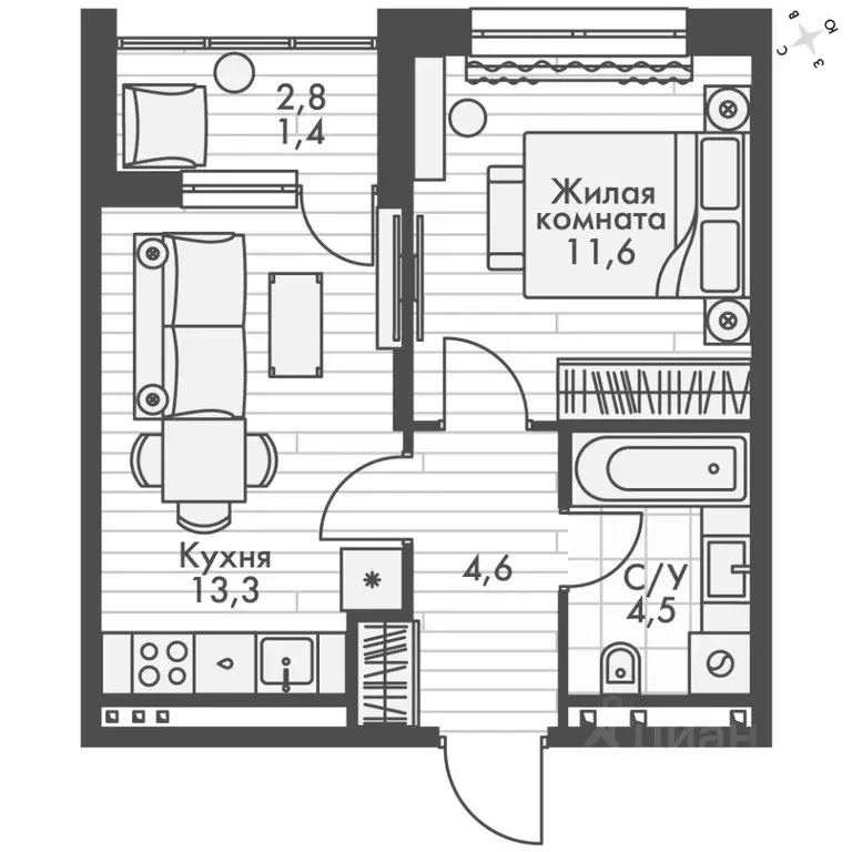 1-к кв. Татарстан, Зеленодольский район, Октябрьское с/пос, пос. ... - Фото 2