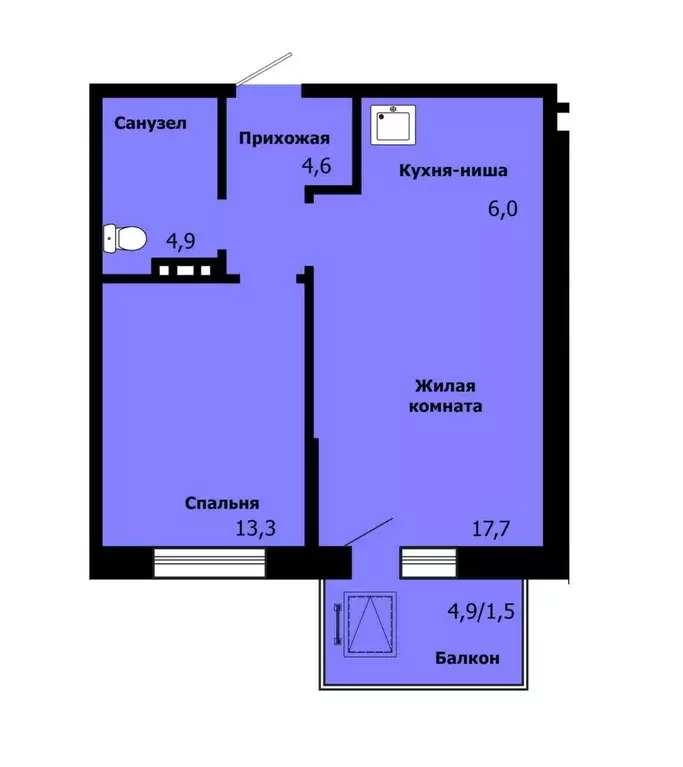 Продаётся 2-к квартира, 47.3 м - Фото 1