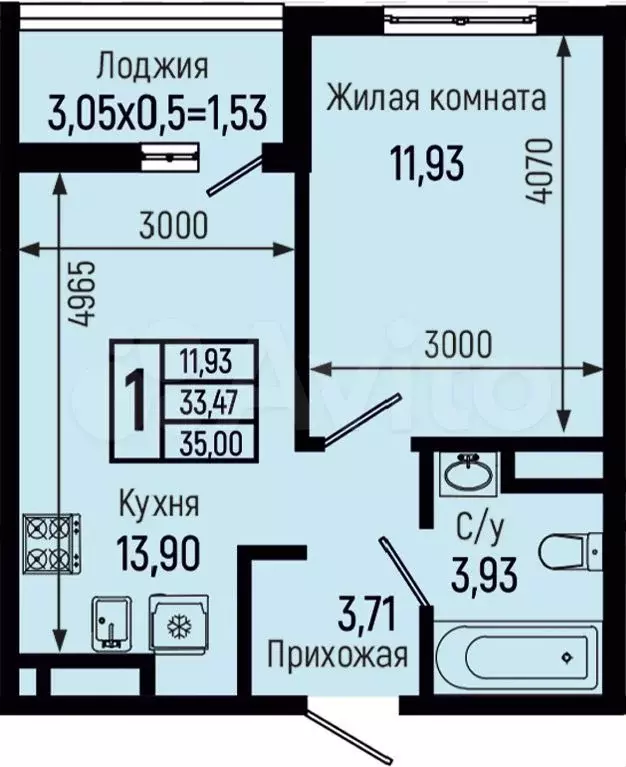 1-к. квартира, 35 м, 2/18 эт. - Фото 0