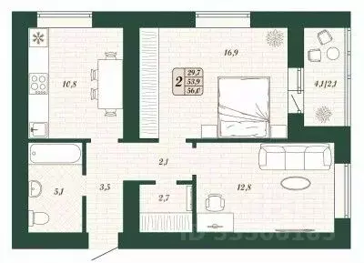 2-к кв. Самарская область, Волжский район, Смышляевка городское ... - Фото 1