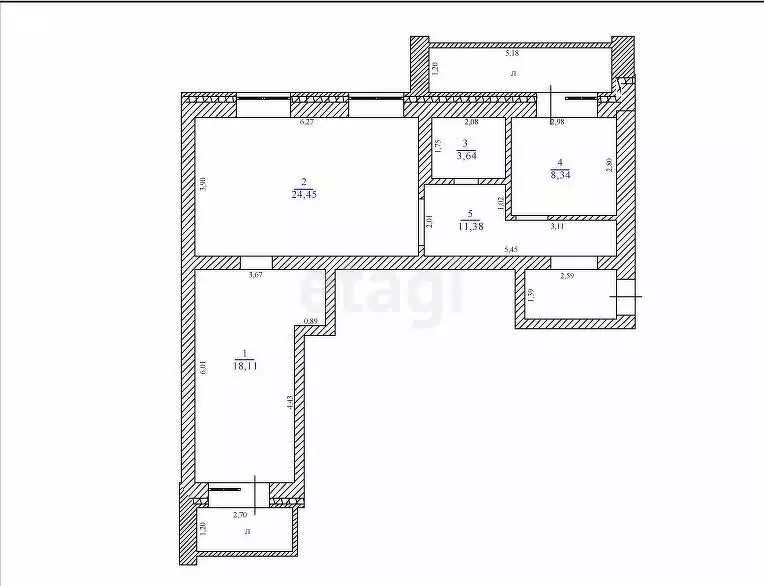 2-комнатная квартира: Ульяновск, переулок Рылеева, 14 (65.9 м) - Фото 0