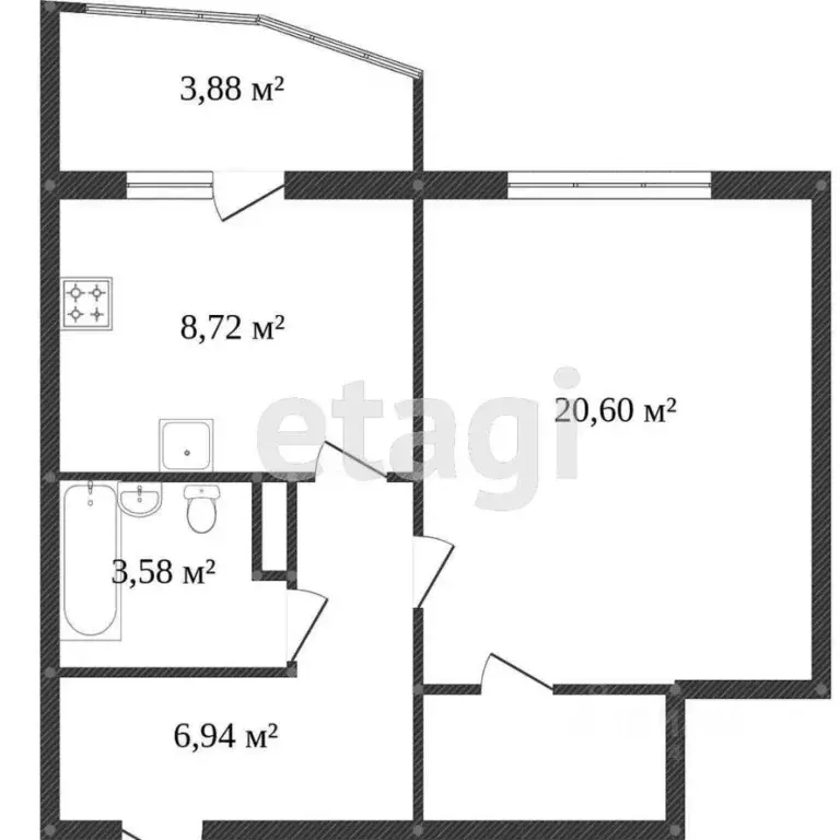 1-к кв. Белгородская область, Белгород Молодежная ул., 16а (35.0 м) - Фото 1
