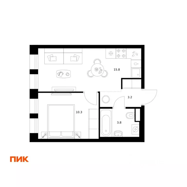 1-к кв. Москва Москворечье жилой комплекс (33.1 м) - Фото 1