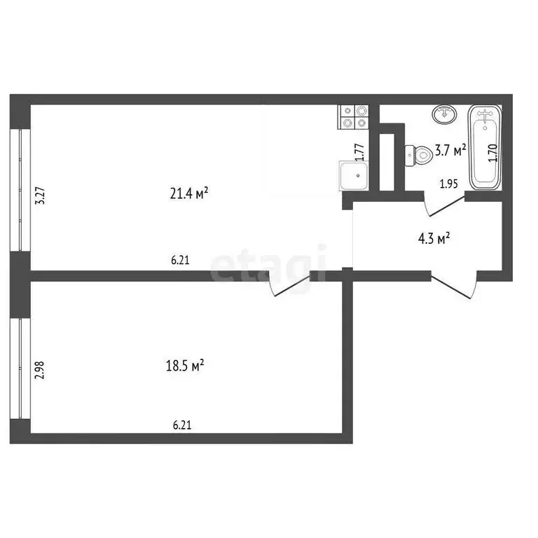 1-комнатная квартира: Тюмень, улица Анатолия Клиндюка, 4к2 (47.6 м) - Фото 0