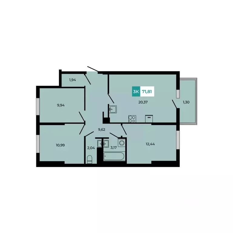 3-к кв. Ростовская область, Аксайский район, Щепкинское с/пос, пос. ... - Фото 1