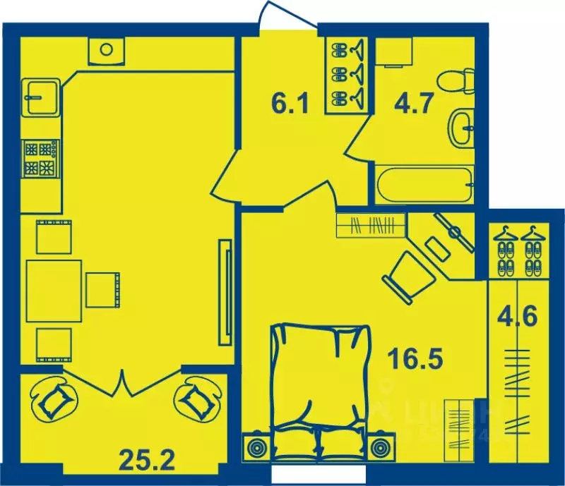 2-к кв. Костромская область, Кострома Магистральная ул., 71 (54.3 м) - Фото 1