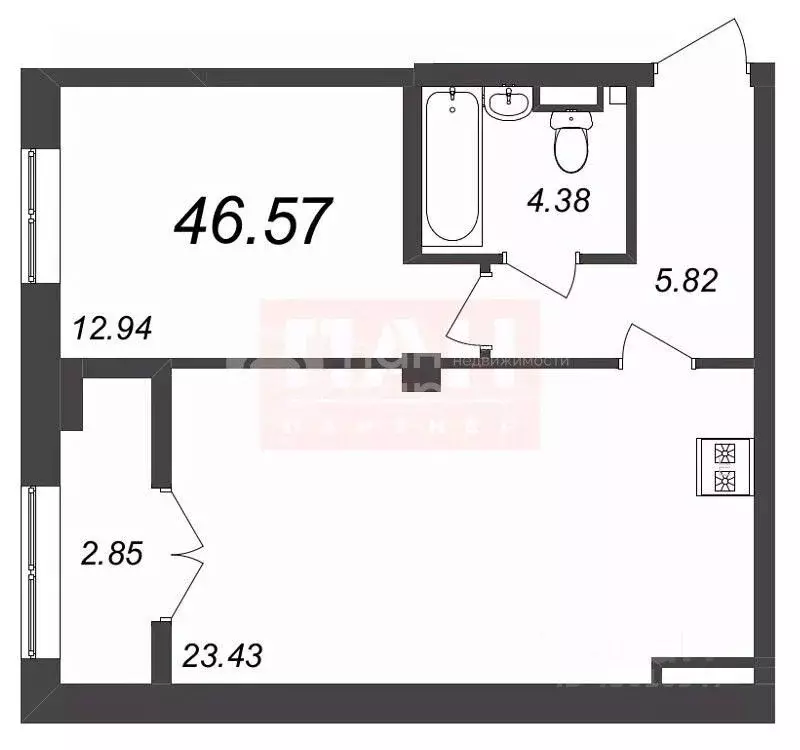 1-к кв. Санкт-Петербург Ремесленная ул., 17 (48.0 м) - Фото 1