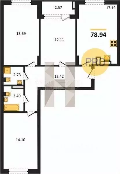 1-к кв. Калининградская область, Калининград Батальная ул., 65Б (39.05 ... - Фото 0