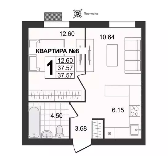 1-комнатная квартира: Муром, 3-я Новослободская улица (37.57 м) - Фото 0