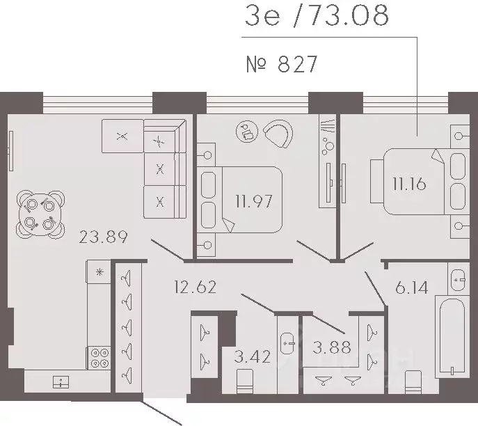 2-к кв. Санкт-Петербург Ремесленная ул., 17литЗ (73.08 м) - Фото 0