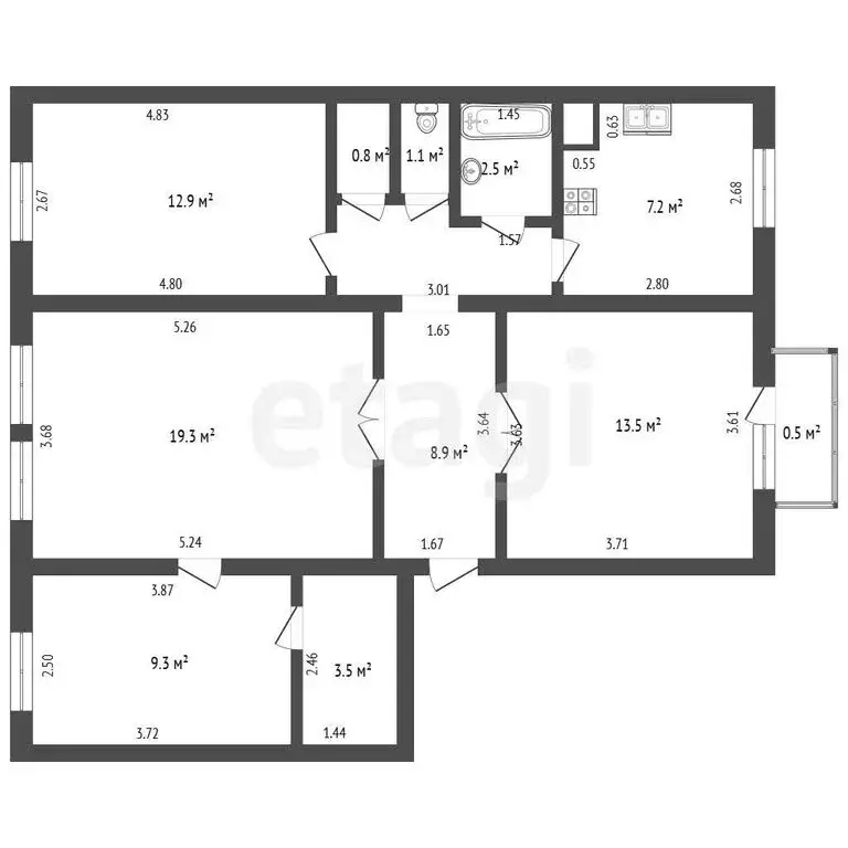 4-комнатная квартира: Стерлитамак, Социалистическая улица, 8 (79.5 м) - Фото 1