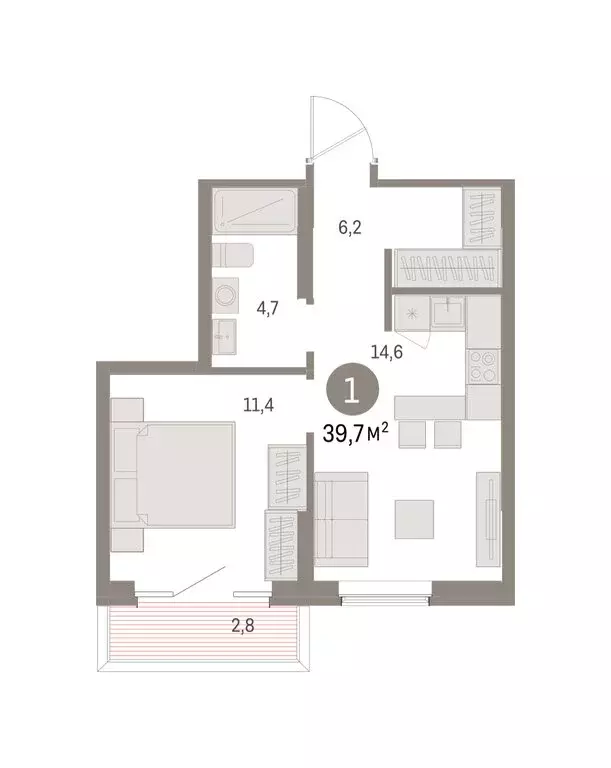 1-комнатная квартира: Курган, жилой район Центральный, ЖК Дом Кино ... - Фото 1