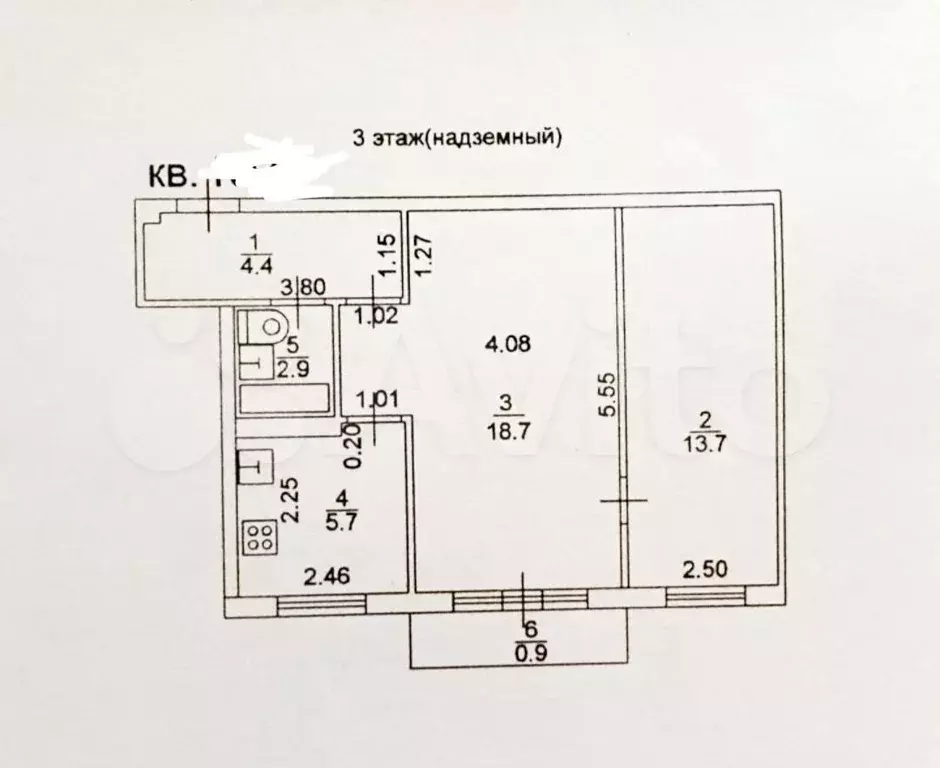 2-к. квартира, 45,4 м, 3/5 эт. - Фото 0