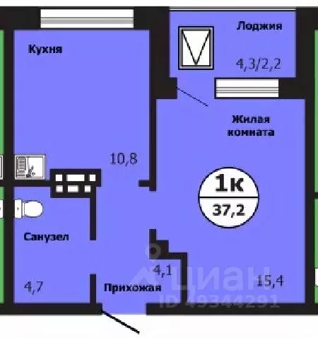 1-к кв. Красноярский край, Красноярск ул. Лесников, 51Б (37.2 м) - Фото 0