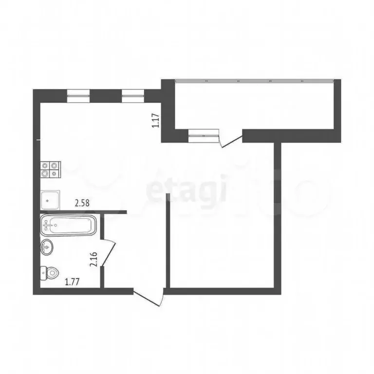 1-к. квартира, 36,5 м, 1/7 эт. - Фото 0