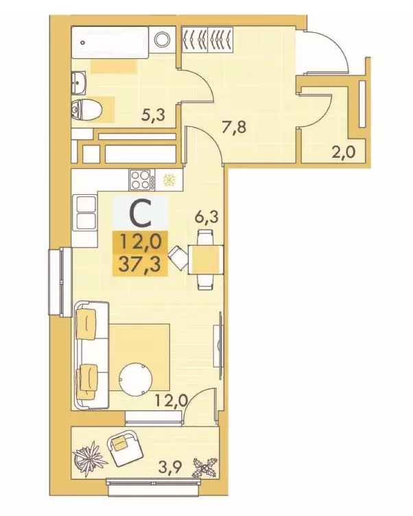 Продаётся квартира-студия, 36.4 м - Фото 0