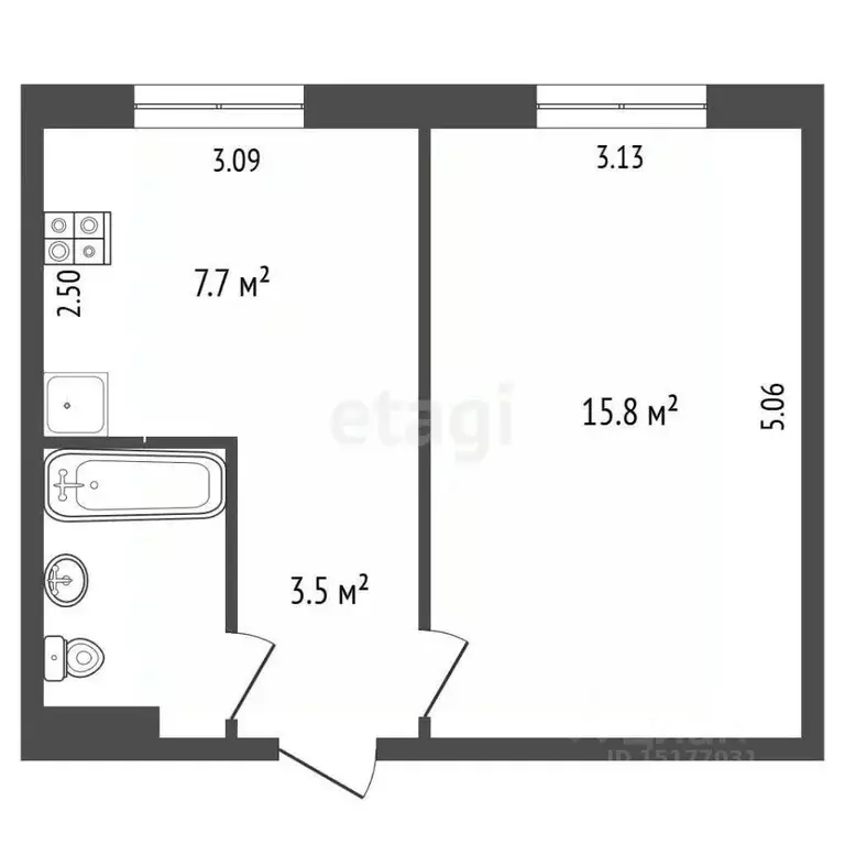 1-к кв. Ямало-Ненецкий АО, Ноябрьск просп. Мира, 61 (30.6 м) - Фото 1