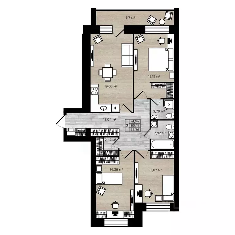 3-к кв. Ярославская область, Ярославль Тормозное ш. (92.11 м) - Фото 1