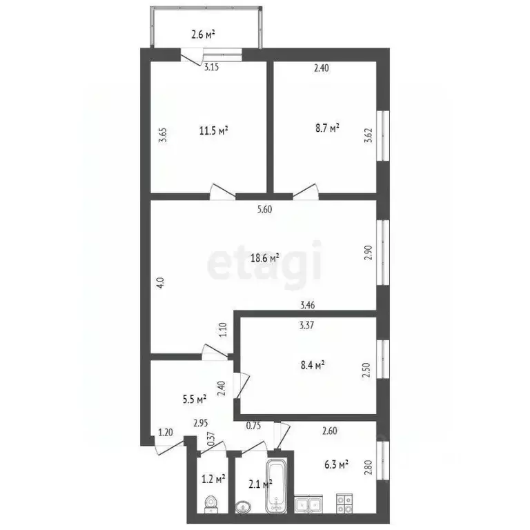 4-к кв. Башкортостан, Стерлитамак Шахтау мкр, ул. Карла Либкнехта, 12 ... - Фото 2