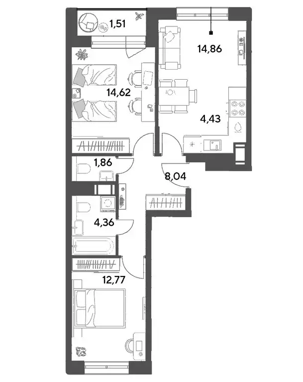 Продаётся 2-к квартира, 62.45 м - Фото 0