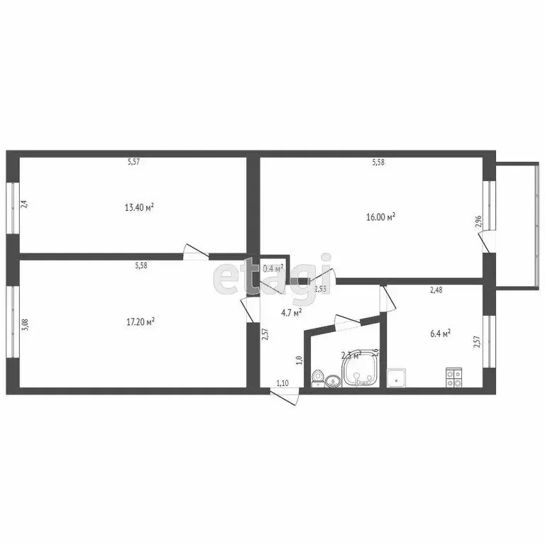 3-комнатная квартира: Ишим, Береговая улица, 21 (60.1 м) - Фото 0